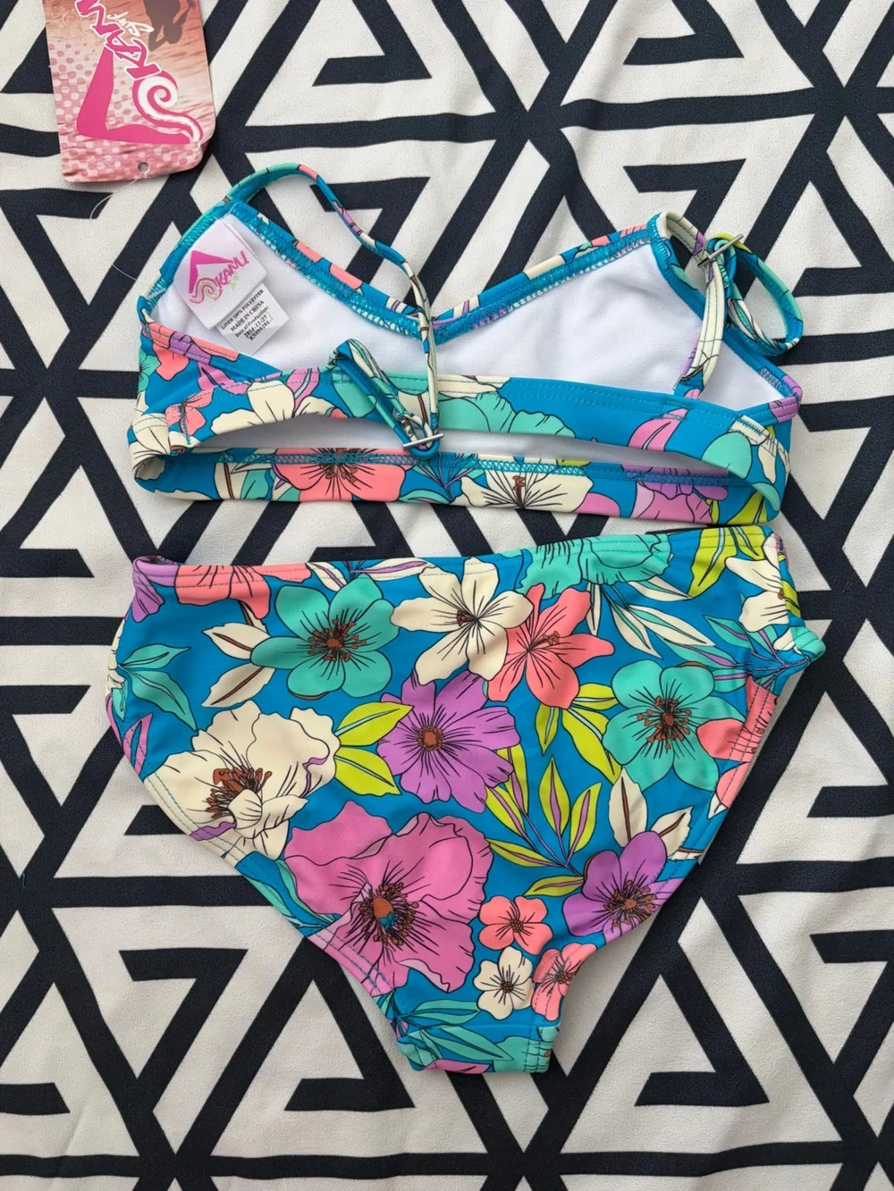 NWT Kanu Surf Girls Bikini Swim Set Blue Floral Tina Sz 6